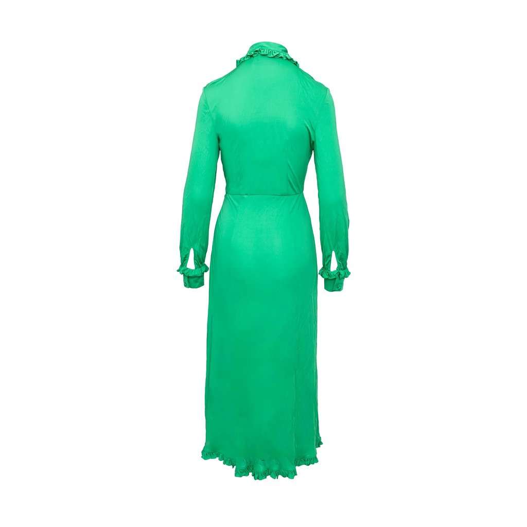 Prada Ruffle Collar Long Dress - '20s Green Good - Box View
