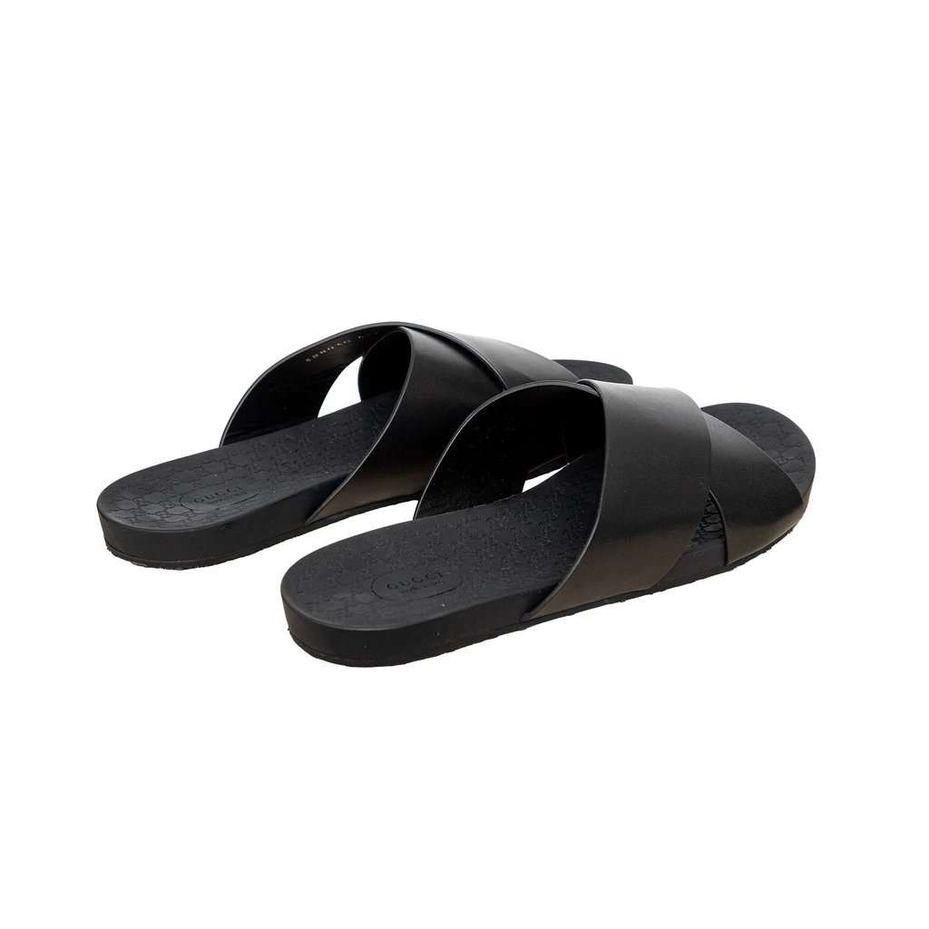 Gucci Leather Sandals - '10s Black Leather Good - Back View