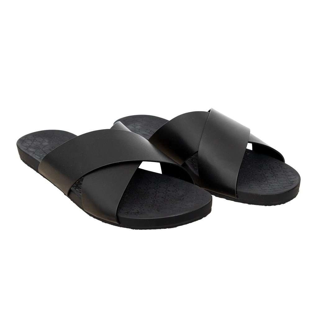 Gucci Leather Sandals - '10s Black Leather Good - Model View