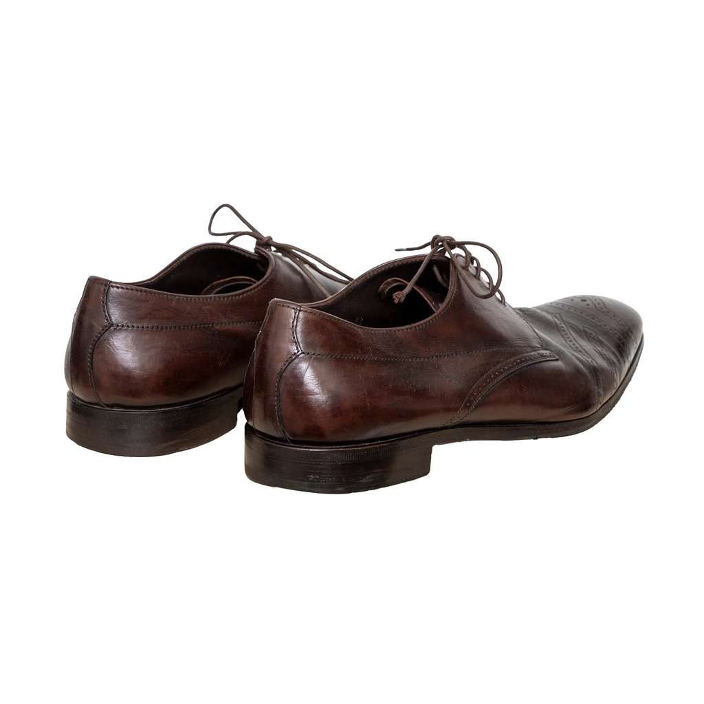 Prada Brogue Leather Shoes - '00s Brown Leather Good - Back View