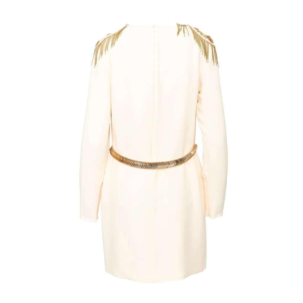 Versace Embellished Mini Dress - '10 White Silk Good - Box View