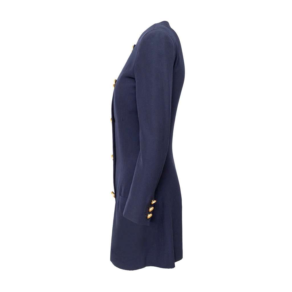 Versace Jacket with Decorative Buttons - '90s Navy Wool Good - Back View