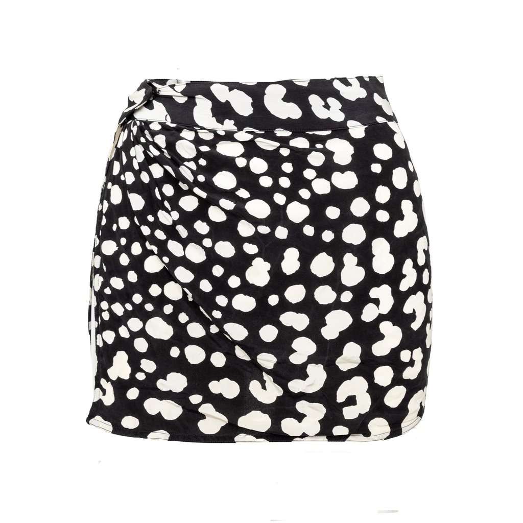 Gianni Versace Printed Mini Skirt - '90s Black Silk Good - Back View