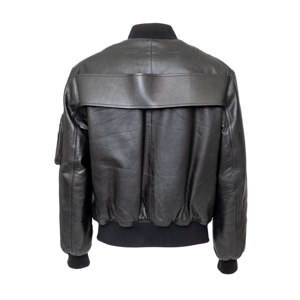 Givenchy Leather Bomber Jacket - '10s Black Leather Good - Model View