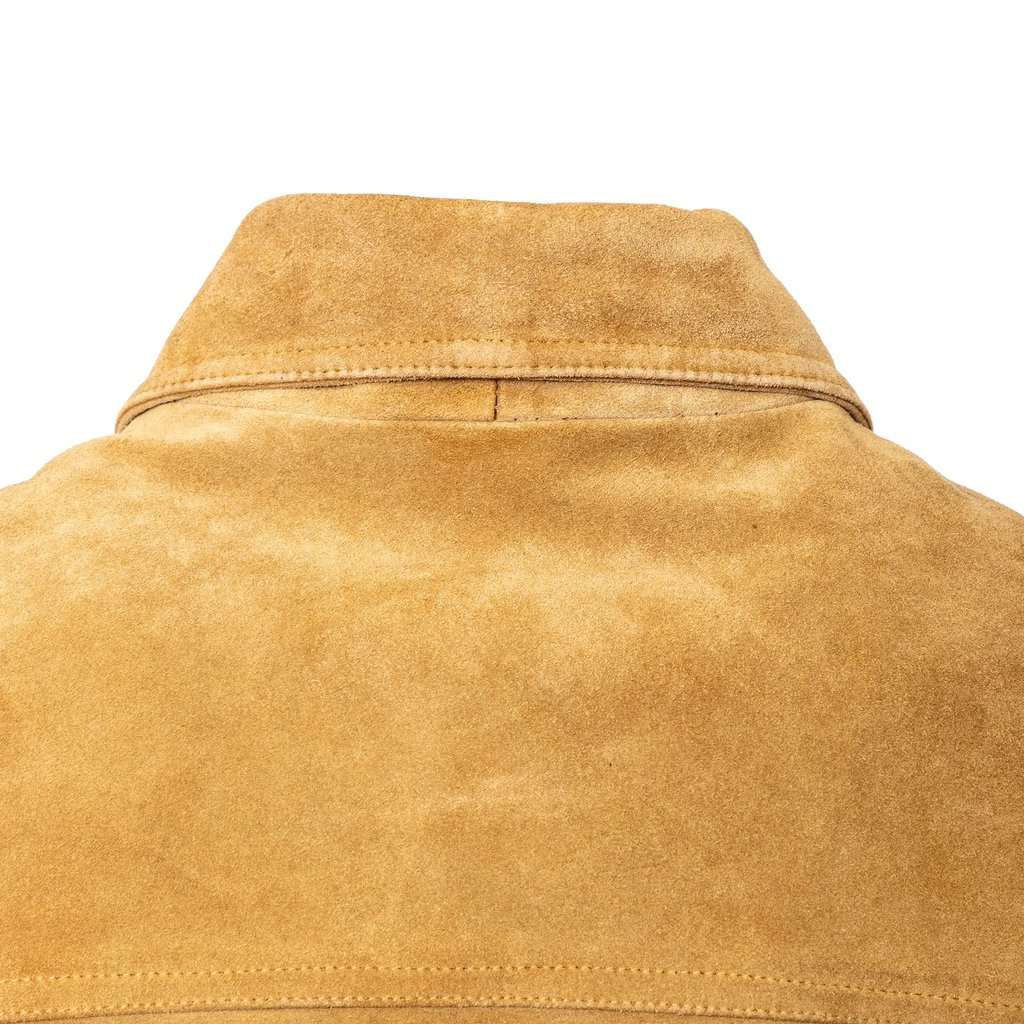 Versace Jeans Couture Suede Jacket - '90s Brown Suede Good - Model View
