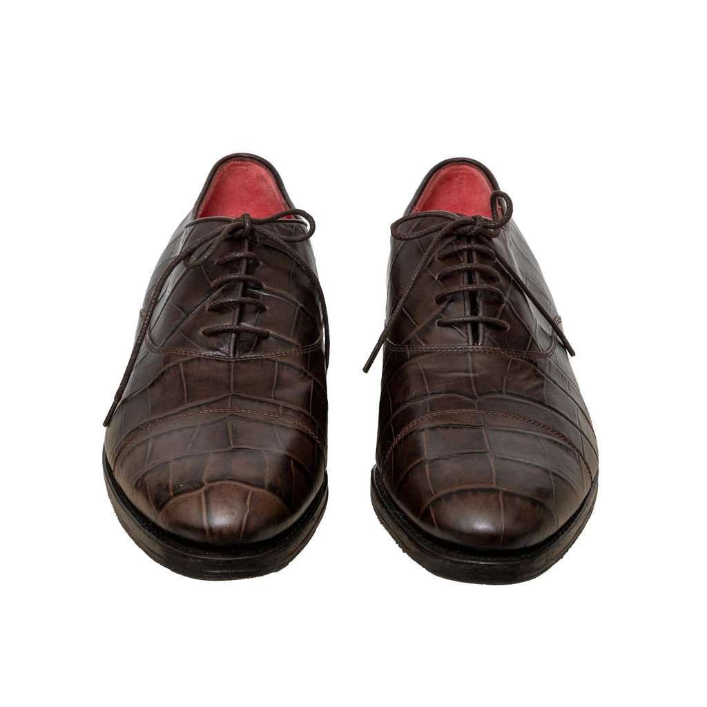 Salvatore Ferragamo Embossed Leather Shoes - '10s Brown Leather Good - Inside View
