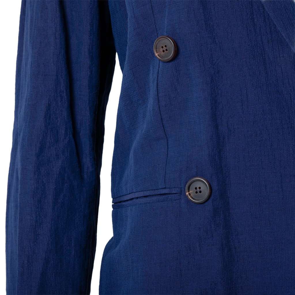 Brunello Cucinelli Double-Breasted Linen Blazer - '10s Navy Linen Good - Model View