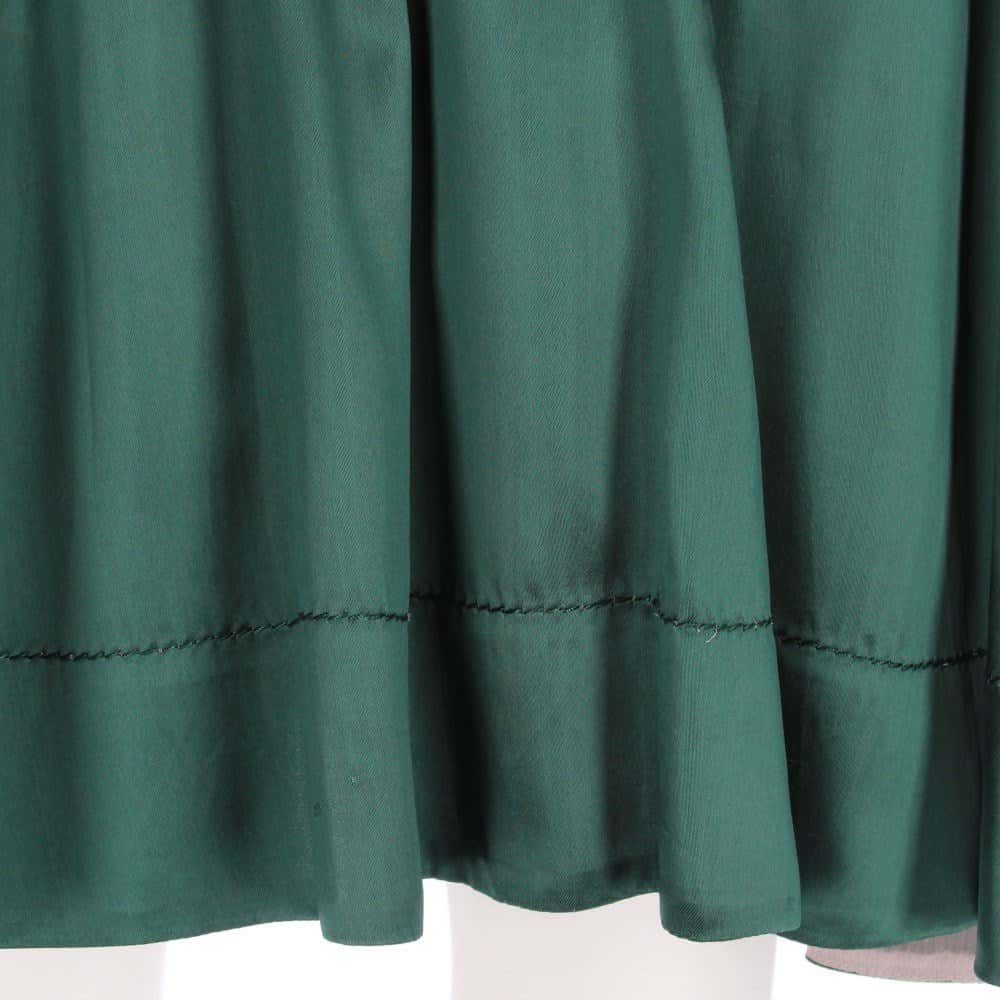 Prada Petrol Green Silk Skirt - 2000s Green Silk Good - Model View
