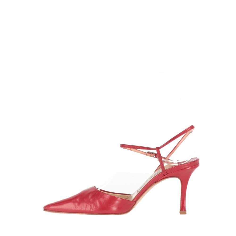 Jimmy Choo Leather Pumps - 2010s Red Leather Good - Back View