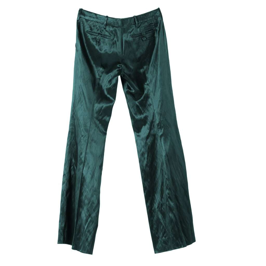 Prada Emerald Satin Tailored Trousers – ’00s Red Satin Good - Back View
