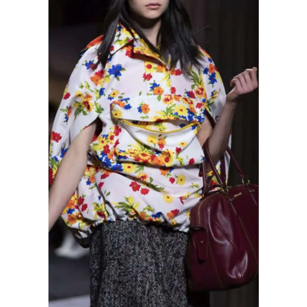Miu Miu Floral Technical Cape - '20s White Good - Back View