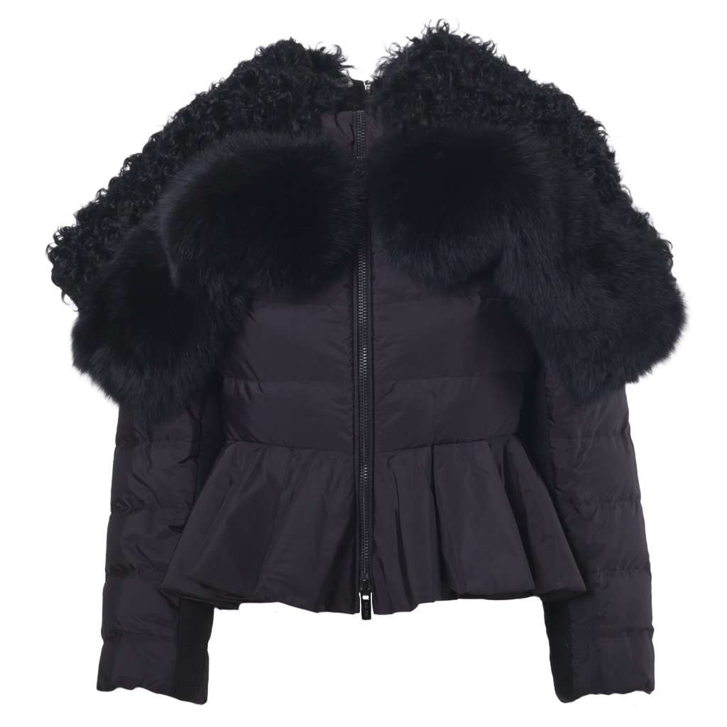 Miu Miu Down Puffer Jacket - '10s Black Shearling Good - Front View