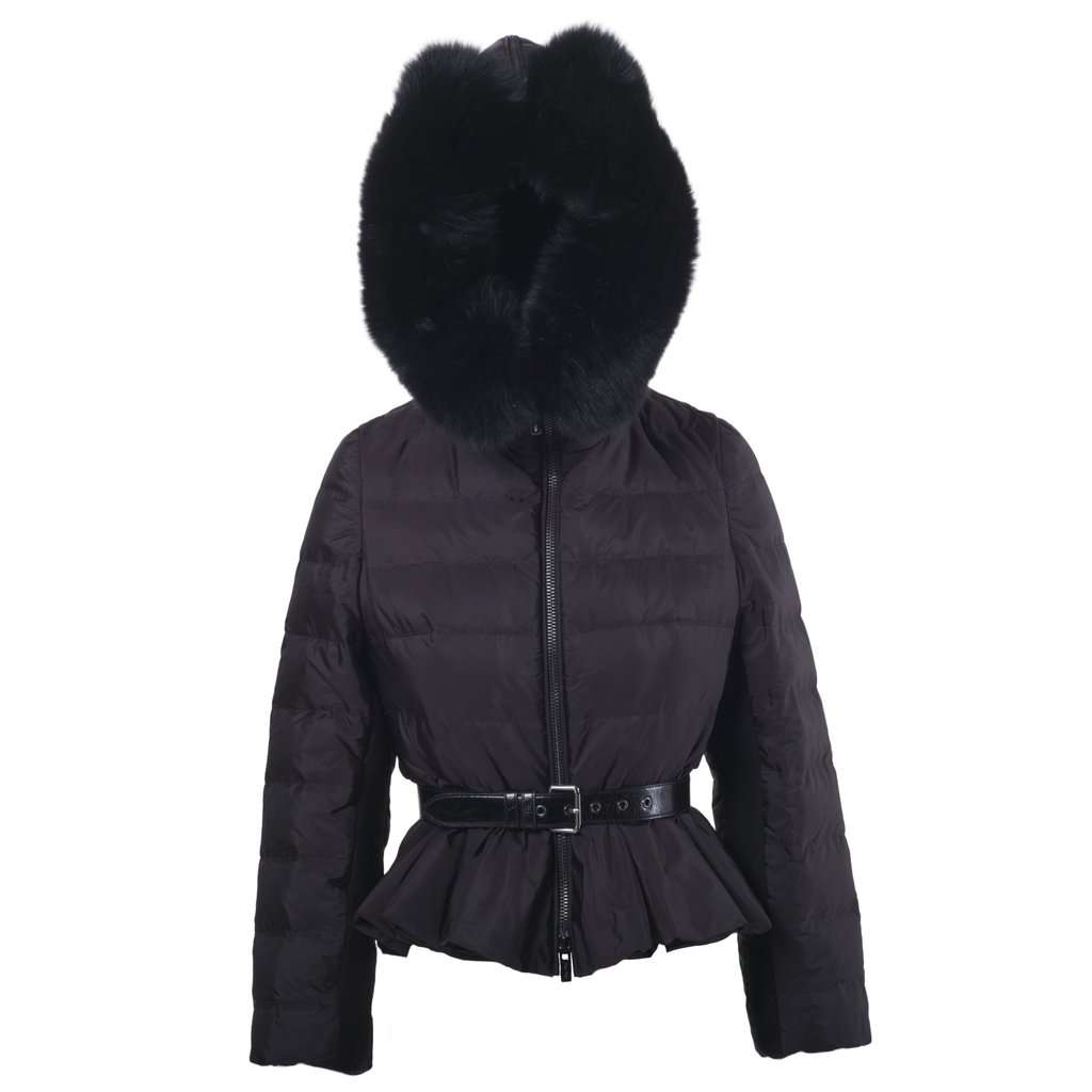 Miu Miu Down Puffer Jacket - '10s Black Shearling Good - Back View