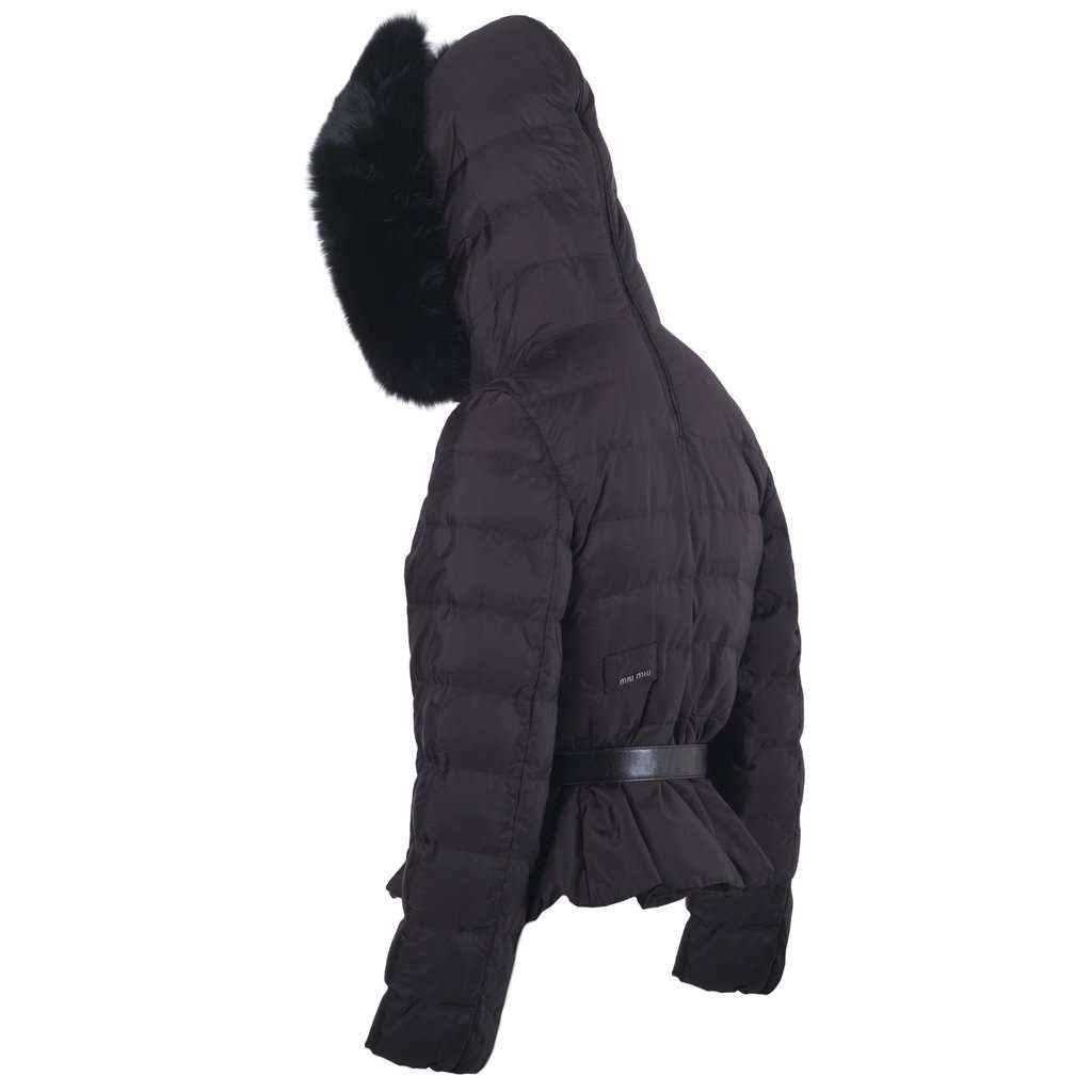 Miu Miu Down Puffer Jacket - '10s Black Shearling Good - Inside View