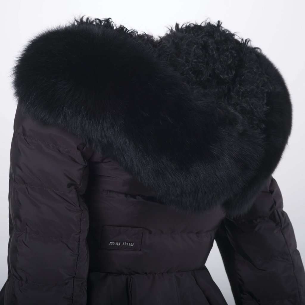 Miu Miu Down Puffer Jacket - '10s Black Shearling Good - Box View