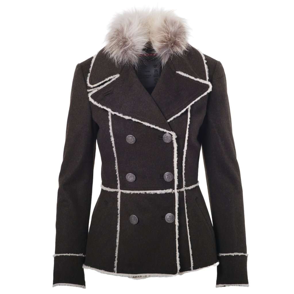 Prada Vintage Wool Jacket with Fur Collar - '10s Red Wool Good - Front View