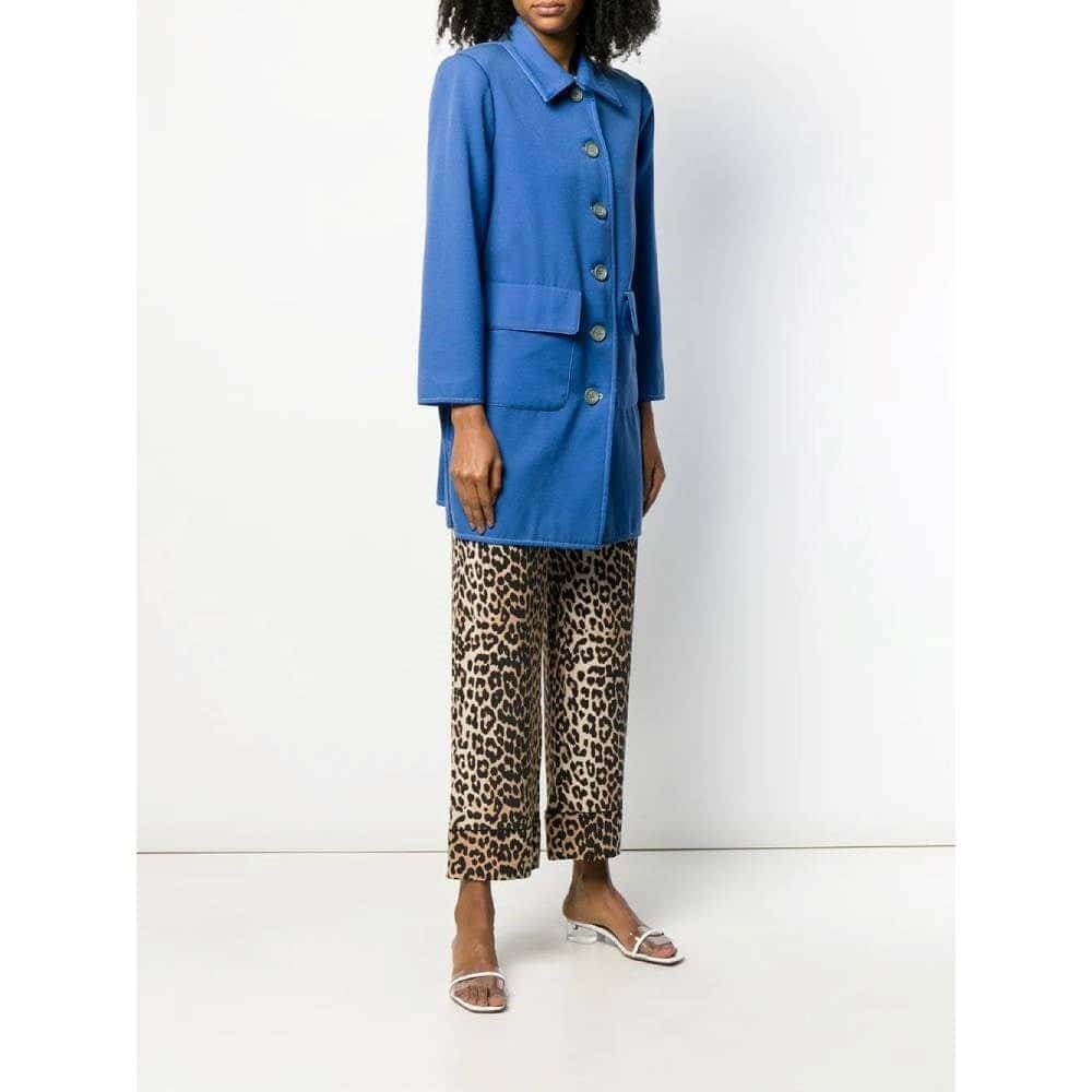 Valentino Light Blue Wool Coat - '80s Blue Wool Good - Inside View