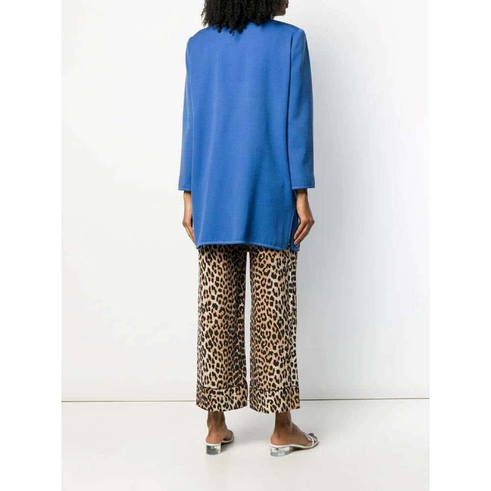 Valentino Light Blue Wool Coat - '80s Blue Wool Good - Model View