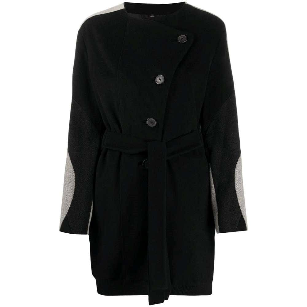 Helmut Lang Black Wool Coat - 2000s Black Wool Good - Front View