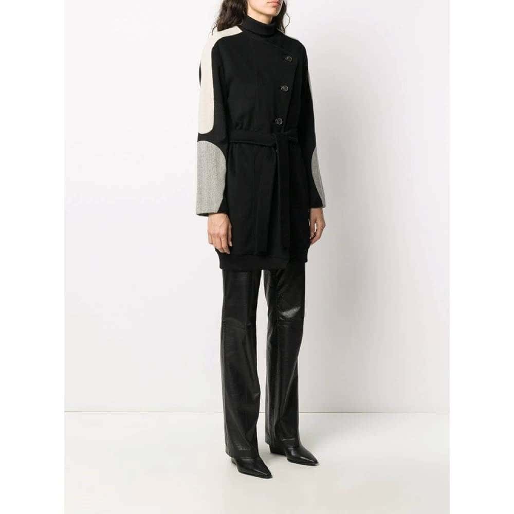 Helmut Lang Black Wool Coat - 2000s Black Wool Good - Inside View