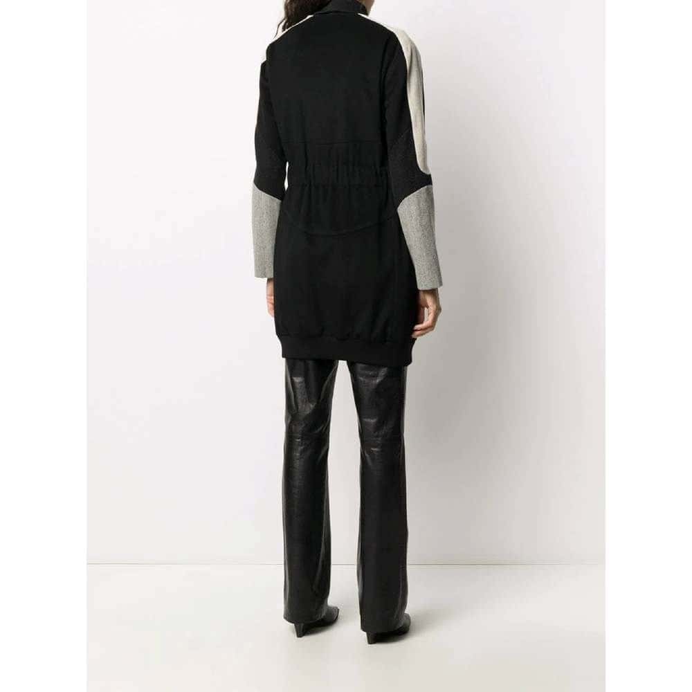 Helmut Lang Black Wool Coat - 2000s Black Wool Good - Model View