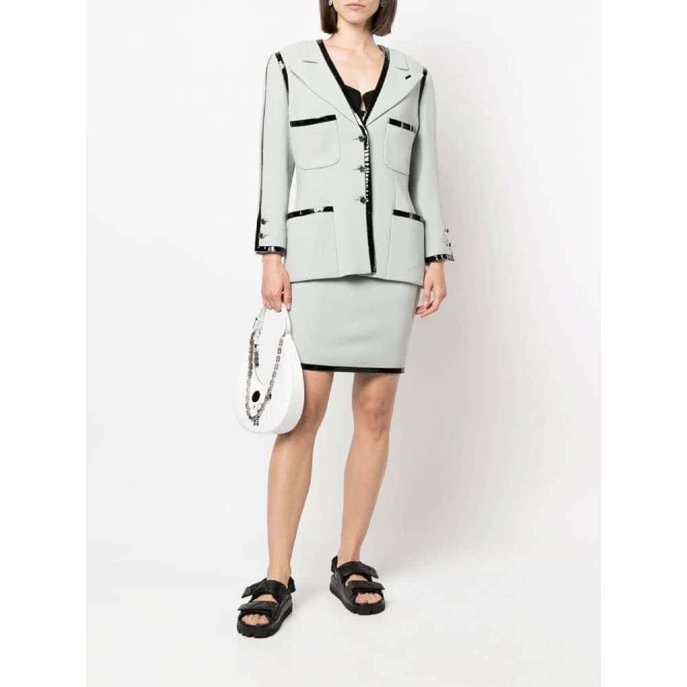 Chanel Sugar Paper Colored Wool Skirt Suit - '90s Red Wool Good - Back View