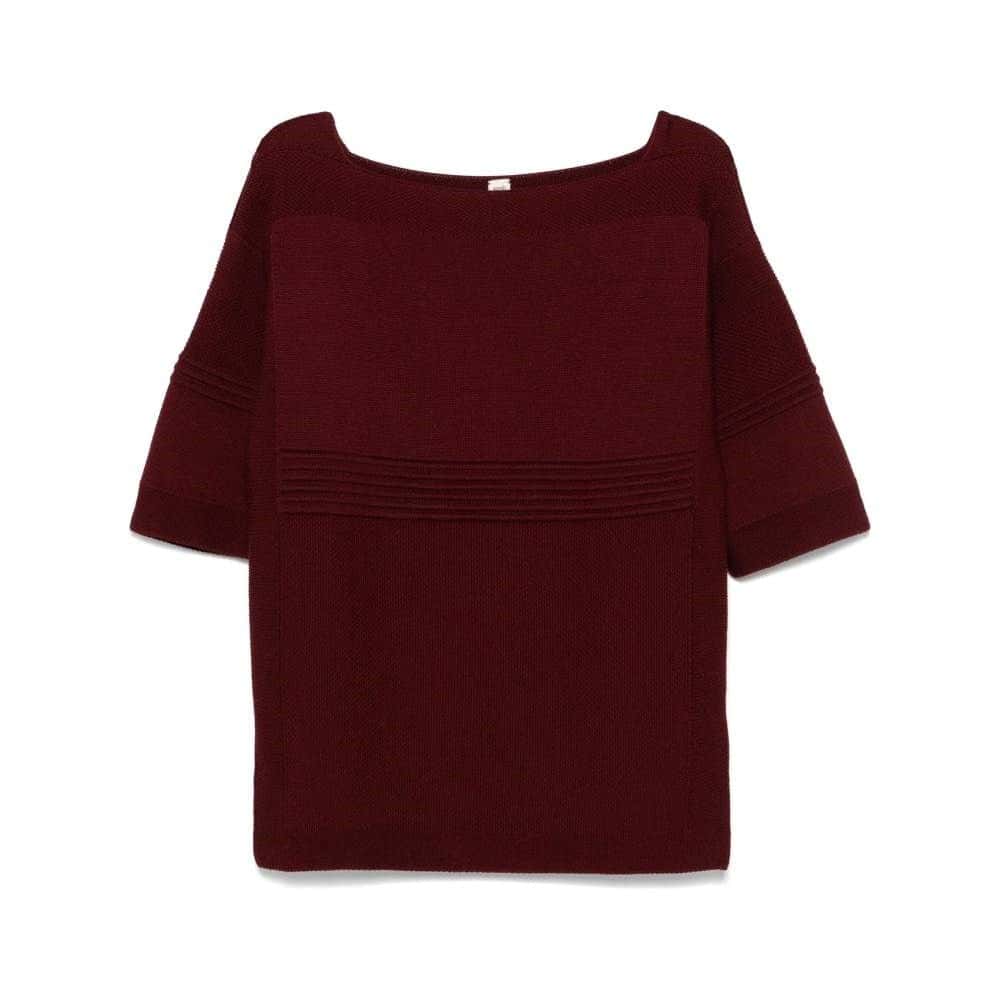 Hermès Burgundy Wool Knitted Sweater - 2000s Burgundy Wool Good - Front View