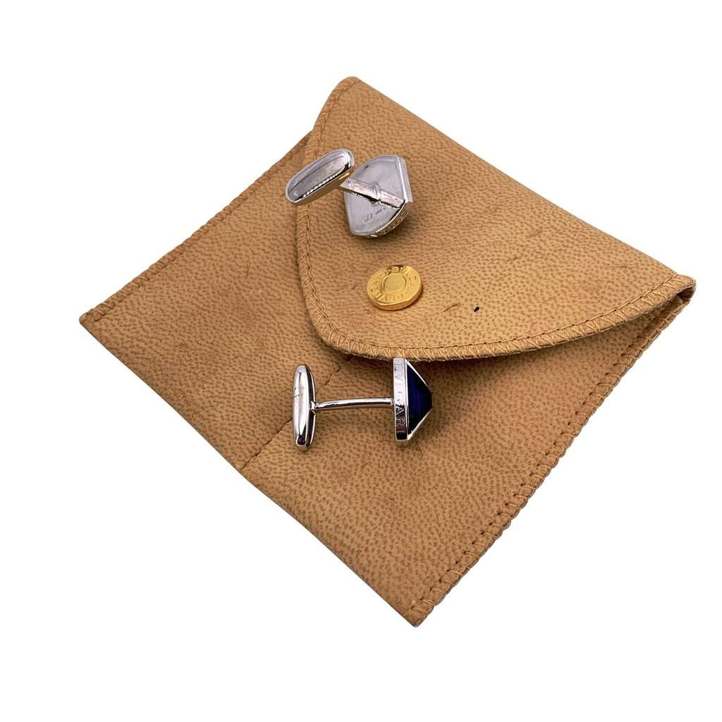 Bvlgari Cufflinks Silver Leather Good - Inside View