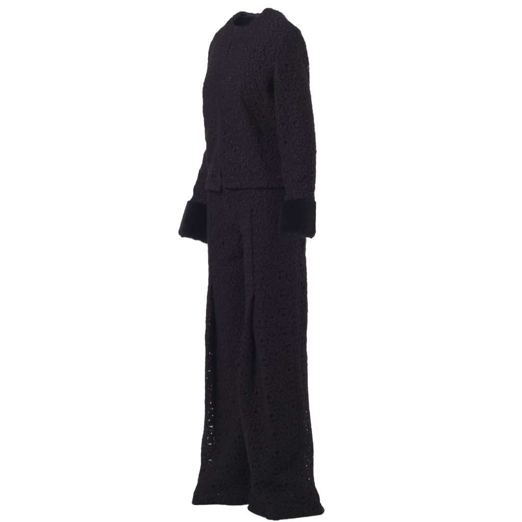 Unsigned Starlit Wool Lace Set - '20s Black Wool Good - Back View