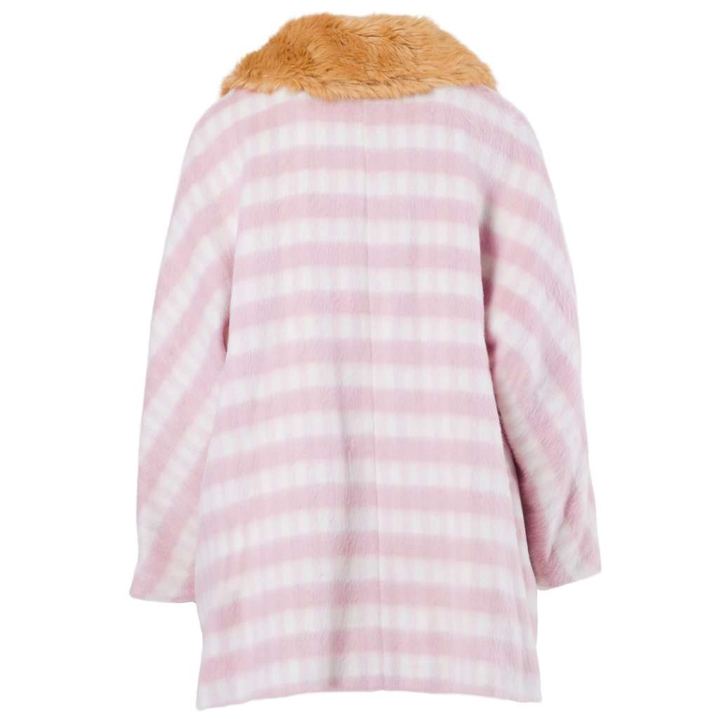 Unsigned Vivetta Striped Coat with Faux Fur Collar - '00s White Good - Inside View
