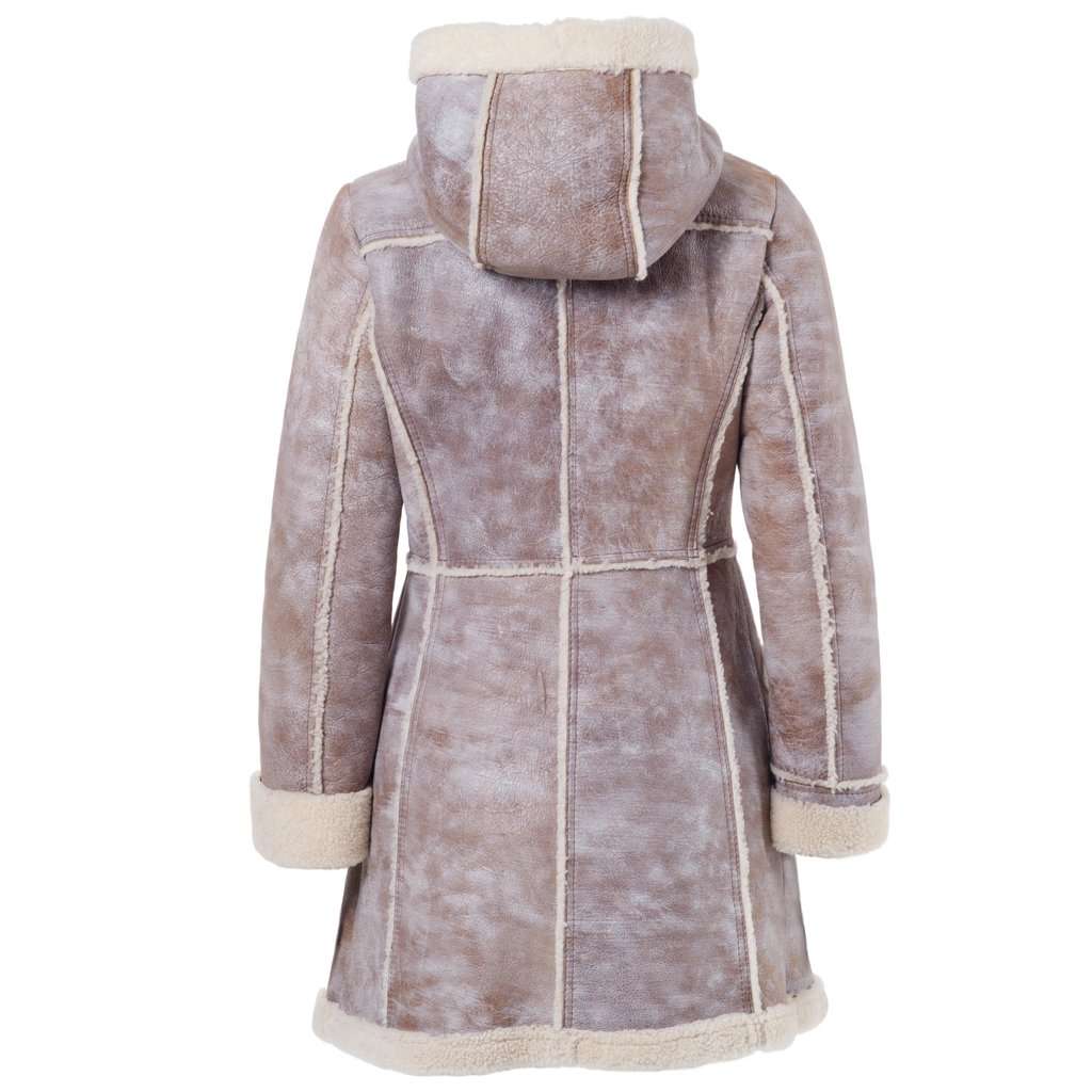 Prada Women’s Shearling Long Coat with Hood - '00s Beige Shearling Good - Inside View