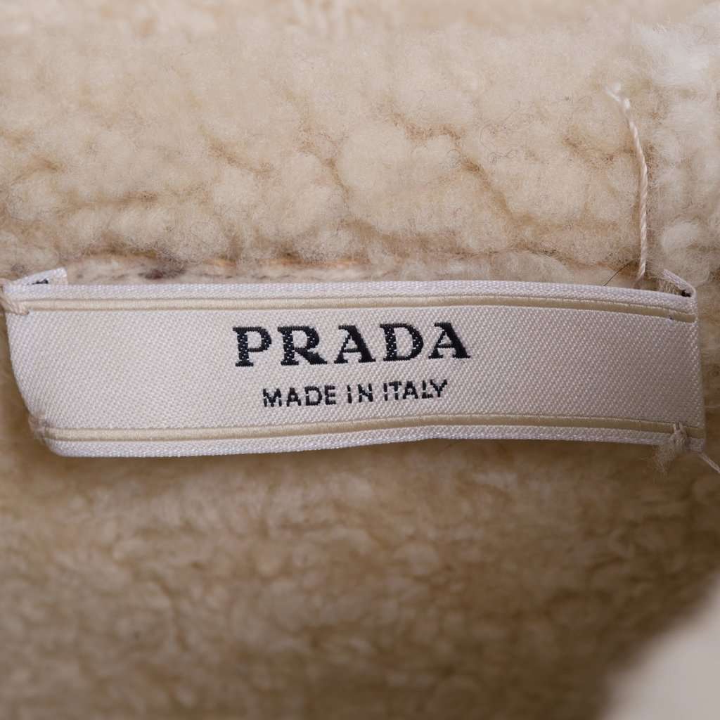 Prada Women’s Shearling Long Coat with Hood - '00s Beige Shearling Good - Box View