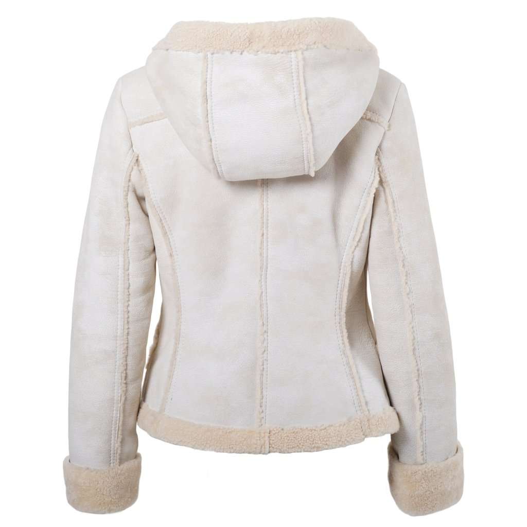 Prada Women’s Shearling Short Coat with Hood - '00s Beige Shearling Good - Inside View