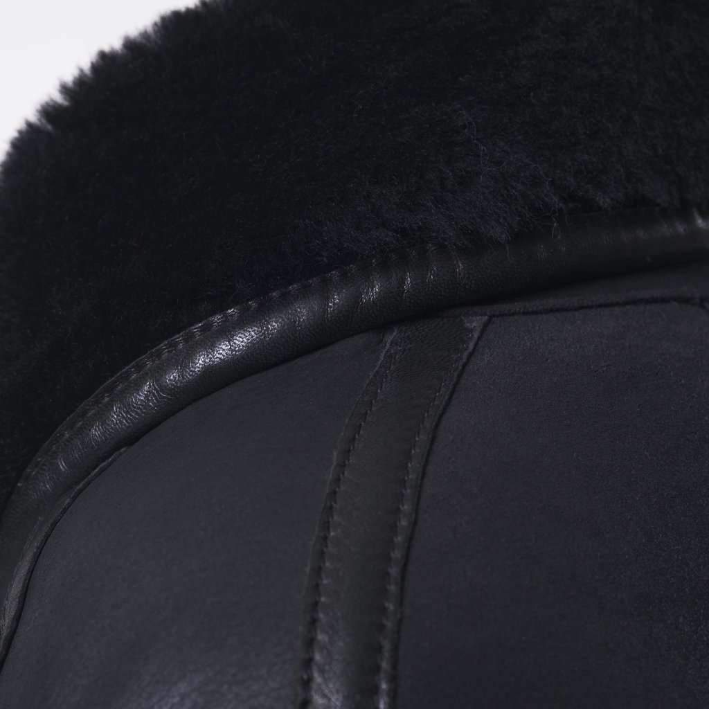 Unsigned Mac Douglas Black Natural Shearling Leather Coat-'10s Black Shearling Good - Box View