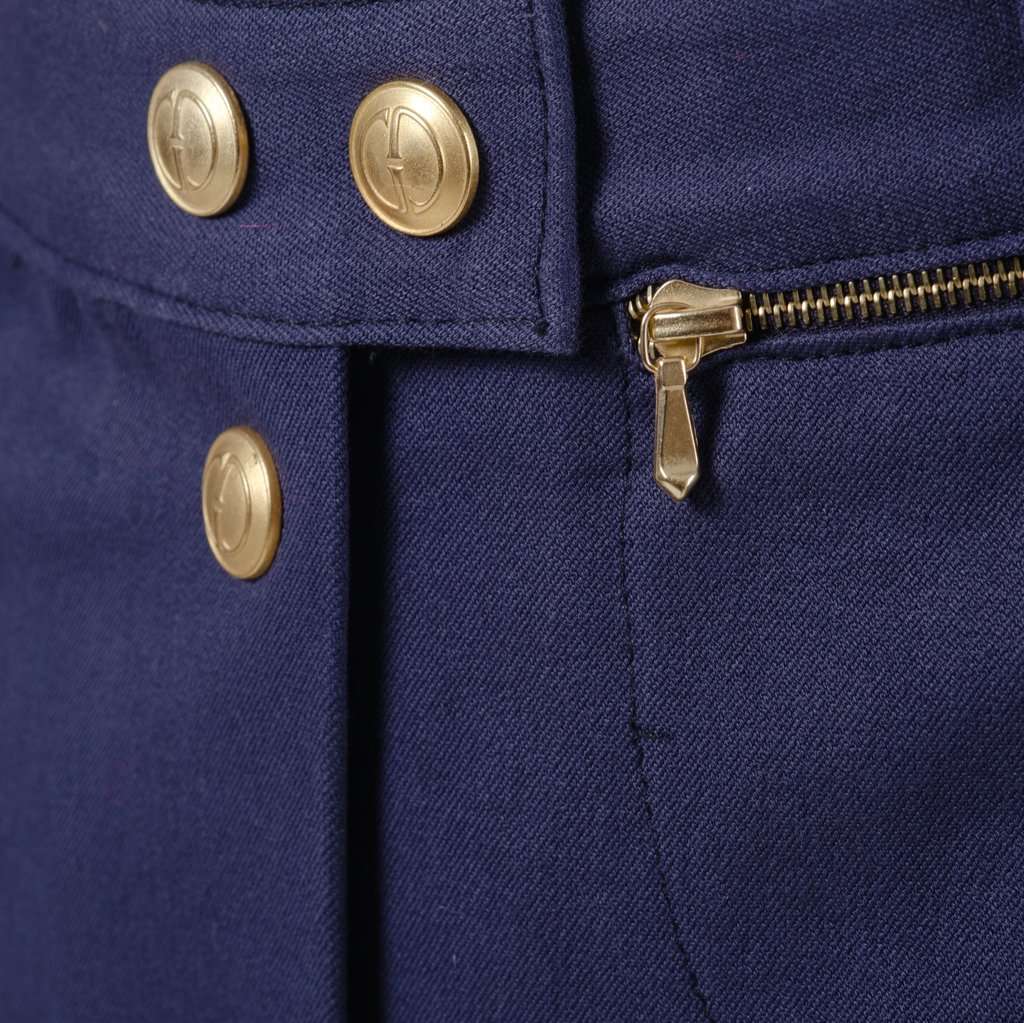Gucci by Tom Ford Blue Skirt with Front Gold Buttons - '00s Blue Good - Model View