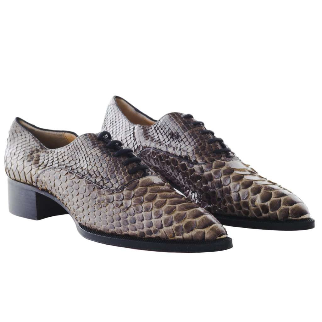 Christian Louboutin Louboutin Pointed-Toe Python Loafers - '10s Red Leather Good - Back View