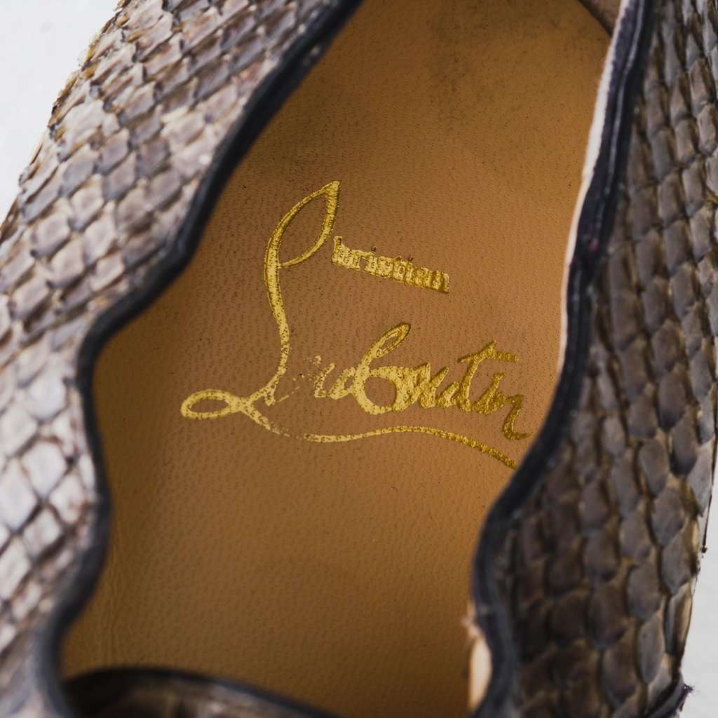 Christian Louboutin Louboutin Pointed-Toe Python Loafers - '10s Red Leather Good - Model View