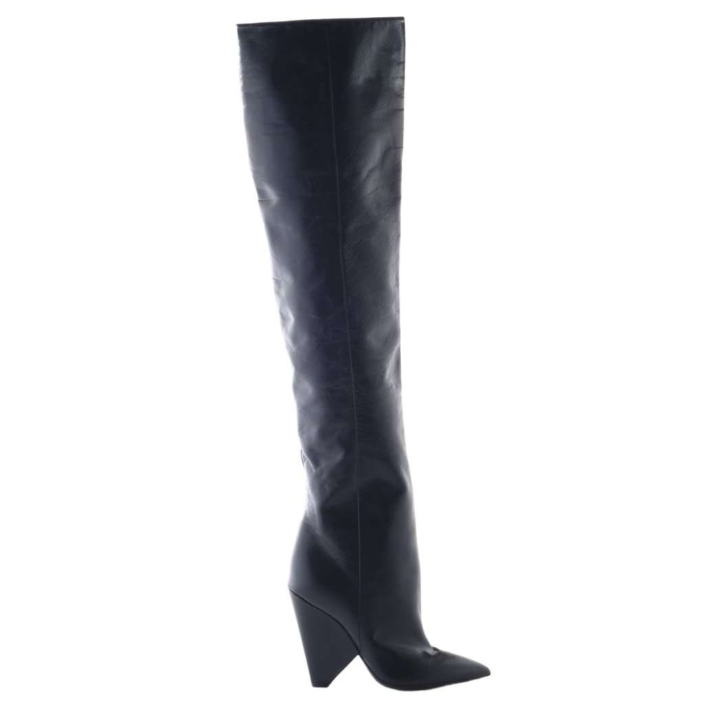 Saint Laurent Paris Saint Laurent Niki knee-high leather boots - '20s Black Leather Good - Front View