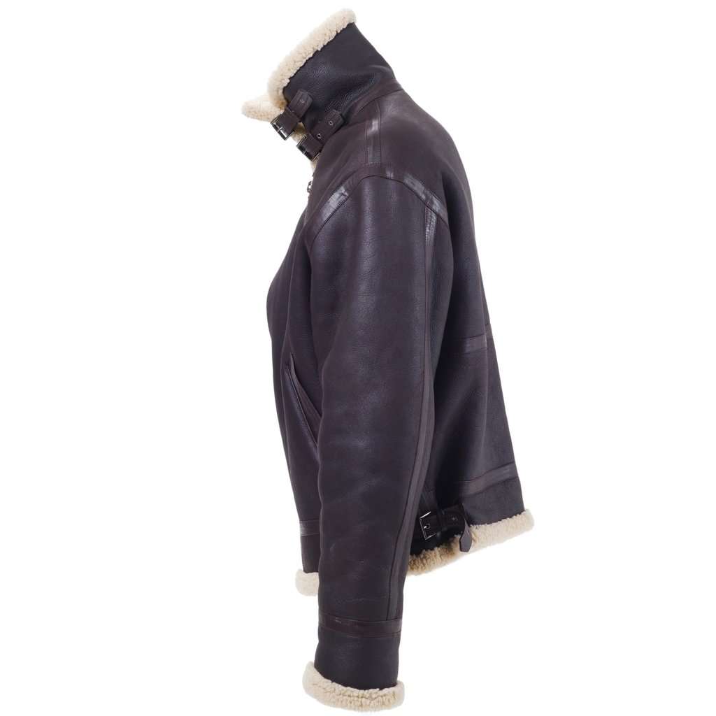 Versace Leather Shearling Jacket - '00s Brown Leather Good - Inside View