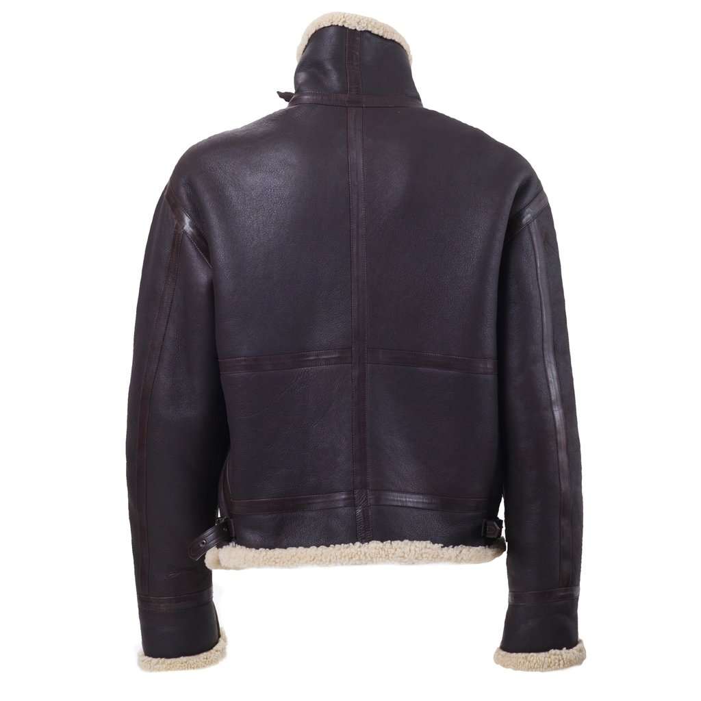 Versace Leather Shearling Jacket - '00s Brown Leather Good - Model View