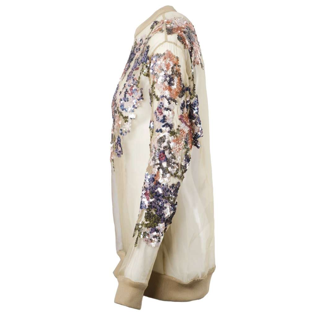 Givenchy Floral Sequin Embellished Sheer Sweatshirt - '10s MultiColor Good - Back View