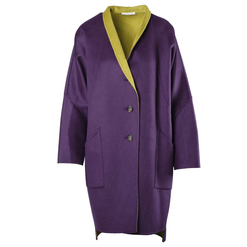Unsigned Stefano Mortari Purple Green Coat - '00s Green Wool Good - Front View