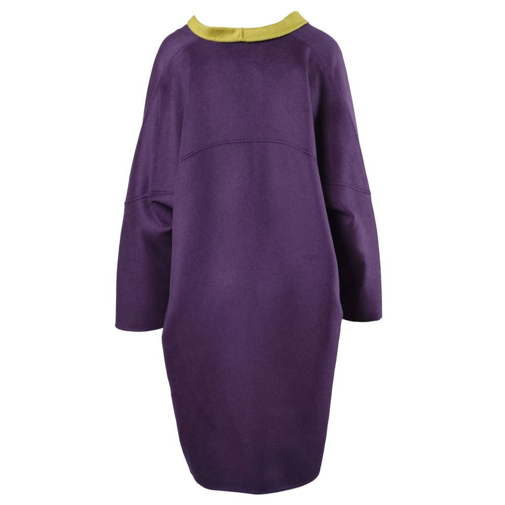 Unsigned Stefano Mortari Purple Green Coat - '00s Green Wool Good - Inside View