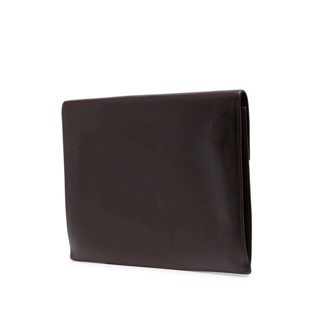 Hermès Dark Brown Leather Pochette - '80s Brown Leather Good - Inside View
