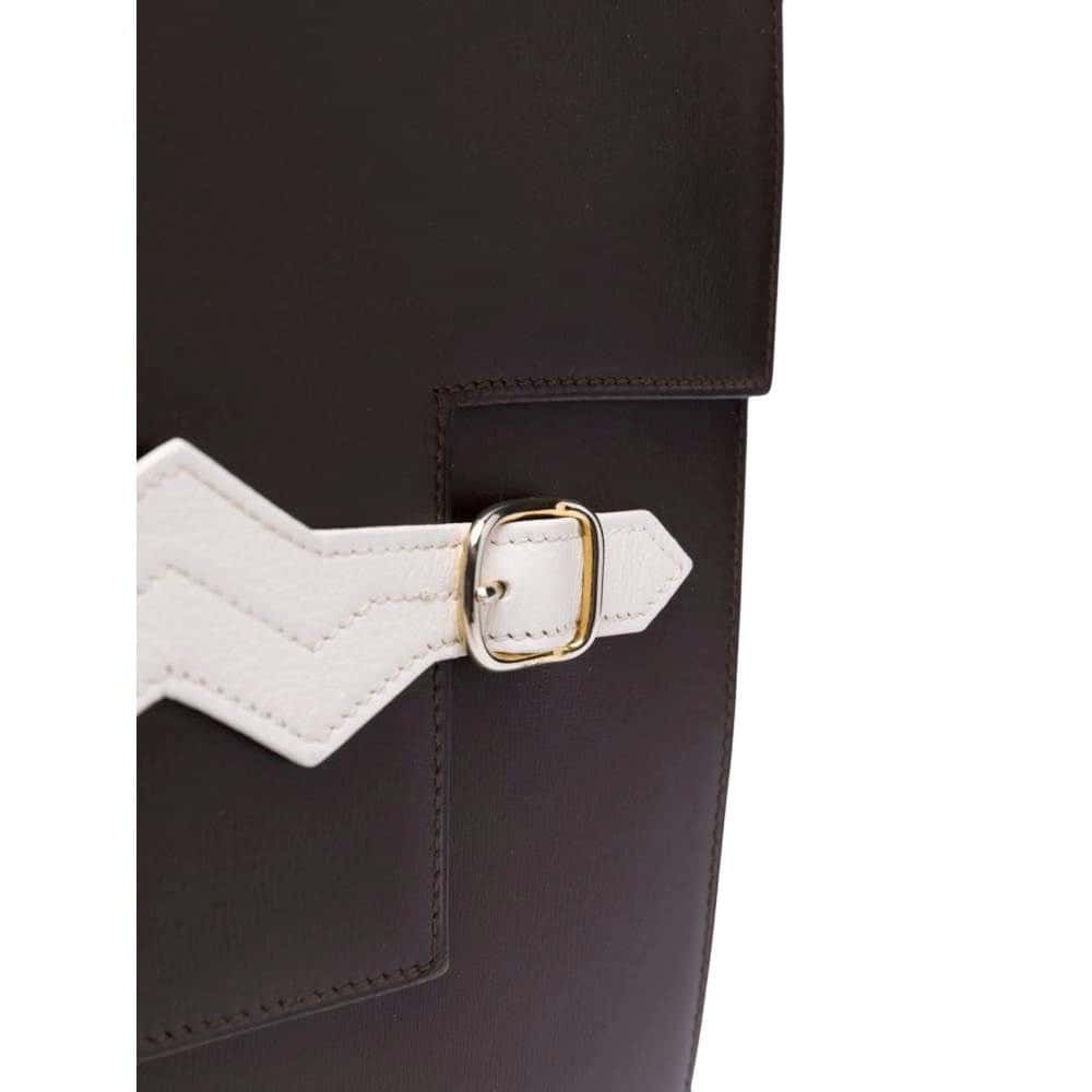 Hermès Dark Brown Leather Pochette - '80s Brown Leather Good - Model View