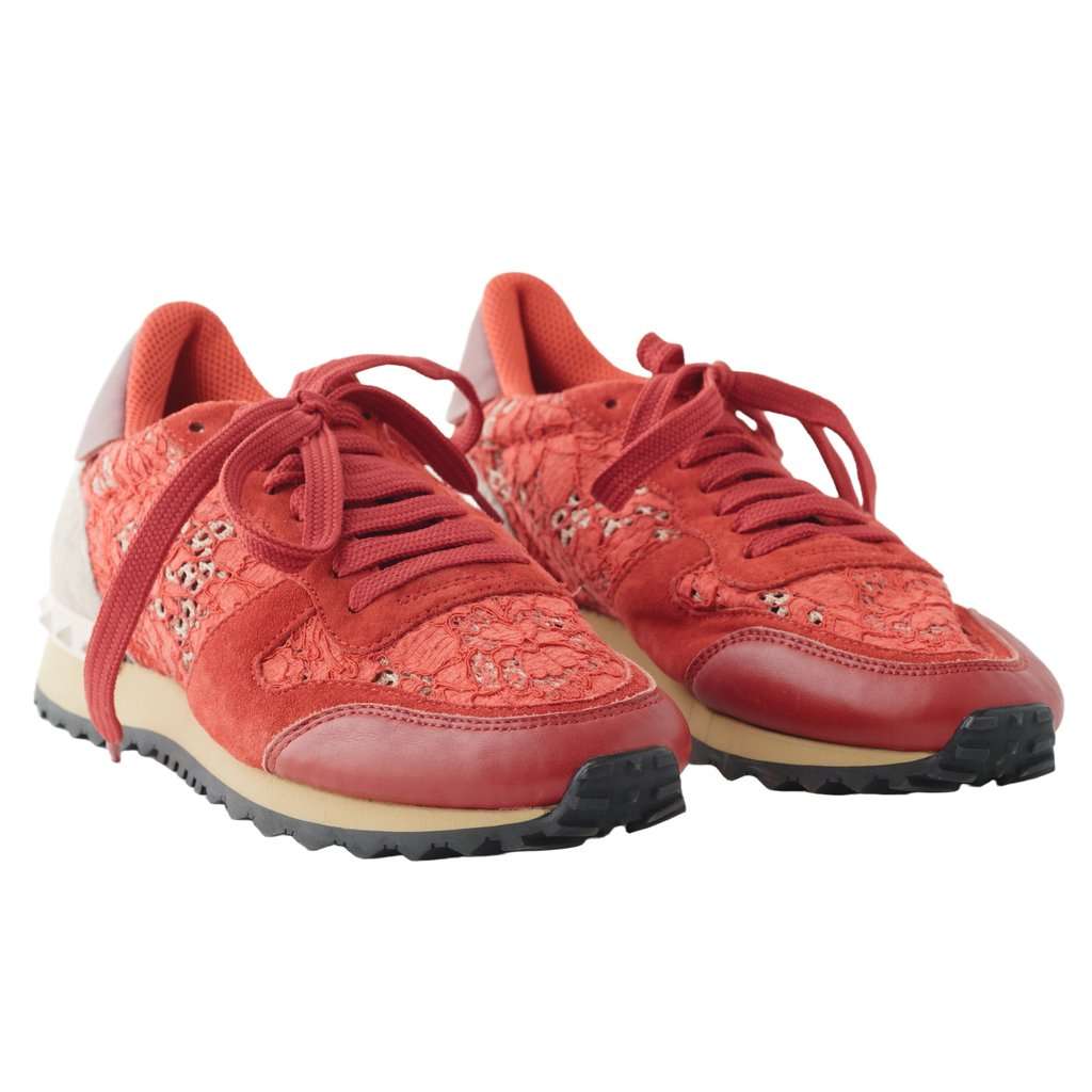Valentino Garavani Rockrunner Sneakers - '20s Red Lace Good - Back View