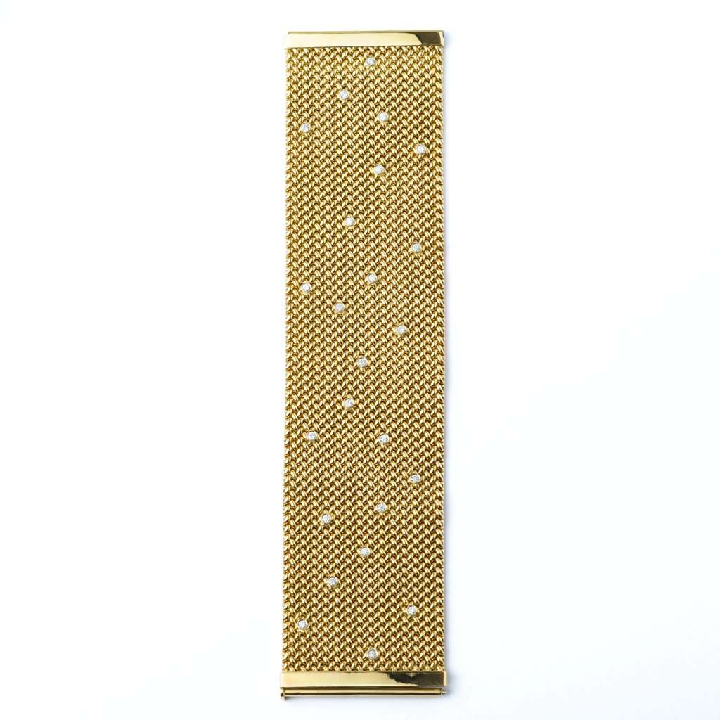 Unsigned Vintage Gold Bracelet with Brilliant-Cut Diamonds – '80s Gold Good - Back View