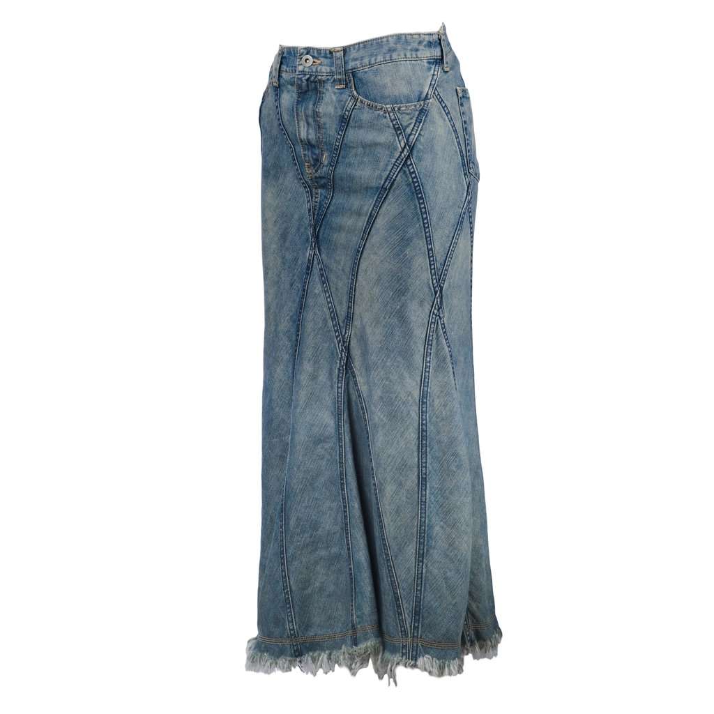 Junya Watanabe X Comme des Garcons Comme des Garçons by Junya Watanabe Man Pink Paneled Mermaid Denim Skirt -'00s MultiColor Denim Good - Back View