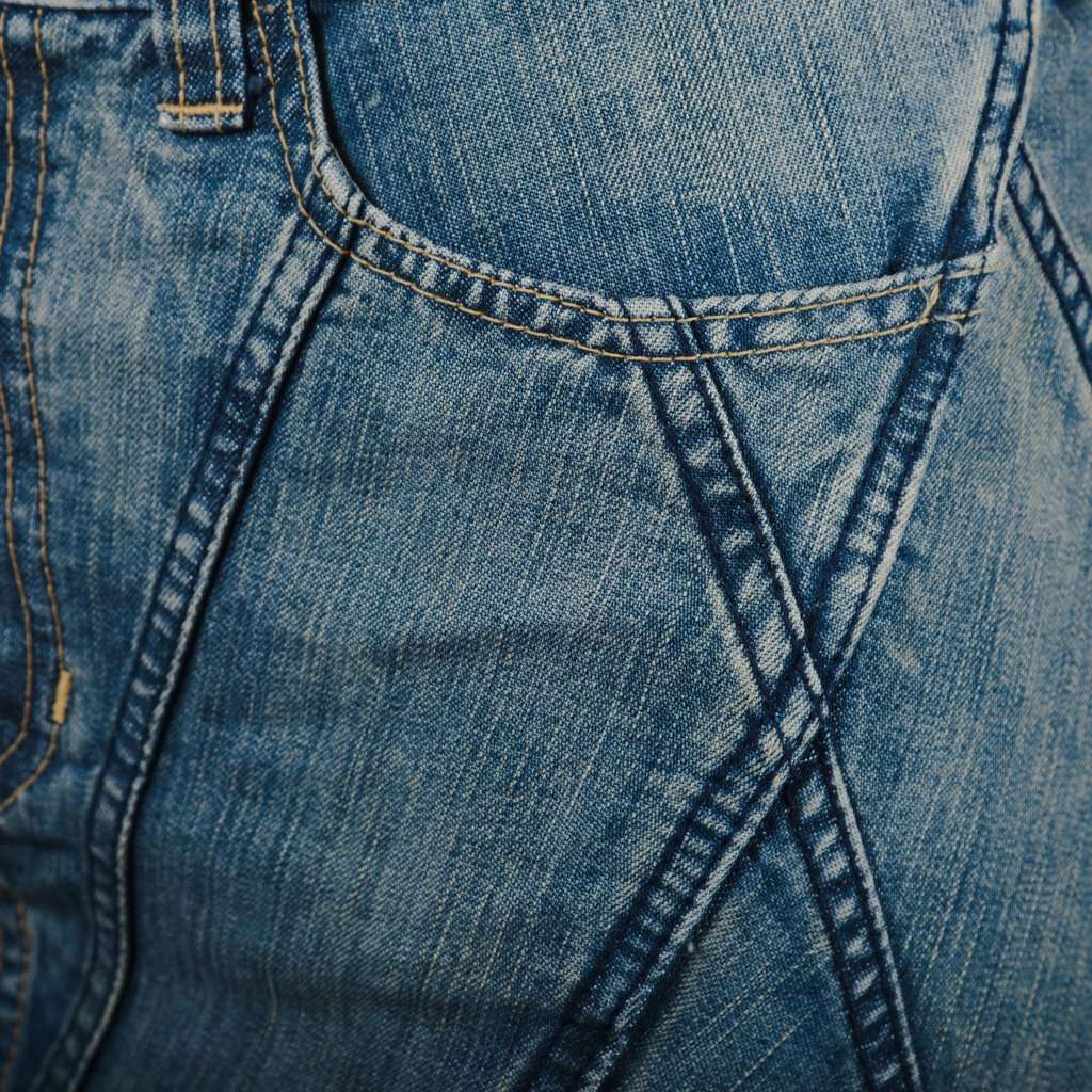Junya Watanabe X Comme des Garcons Comme des Garçons by Junya Watanabe Man Pink Paneled Mermaid Denim Skirt -'00s MultiColor Denim Good - Box View