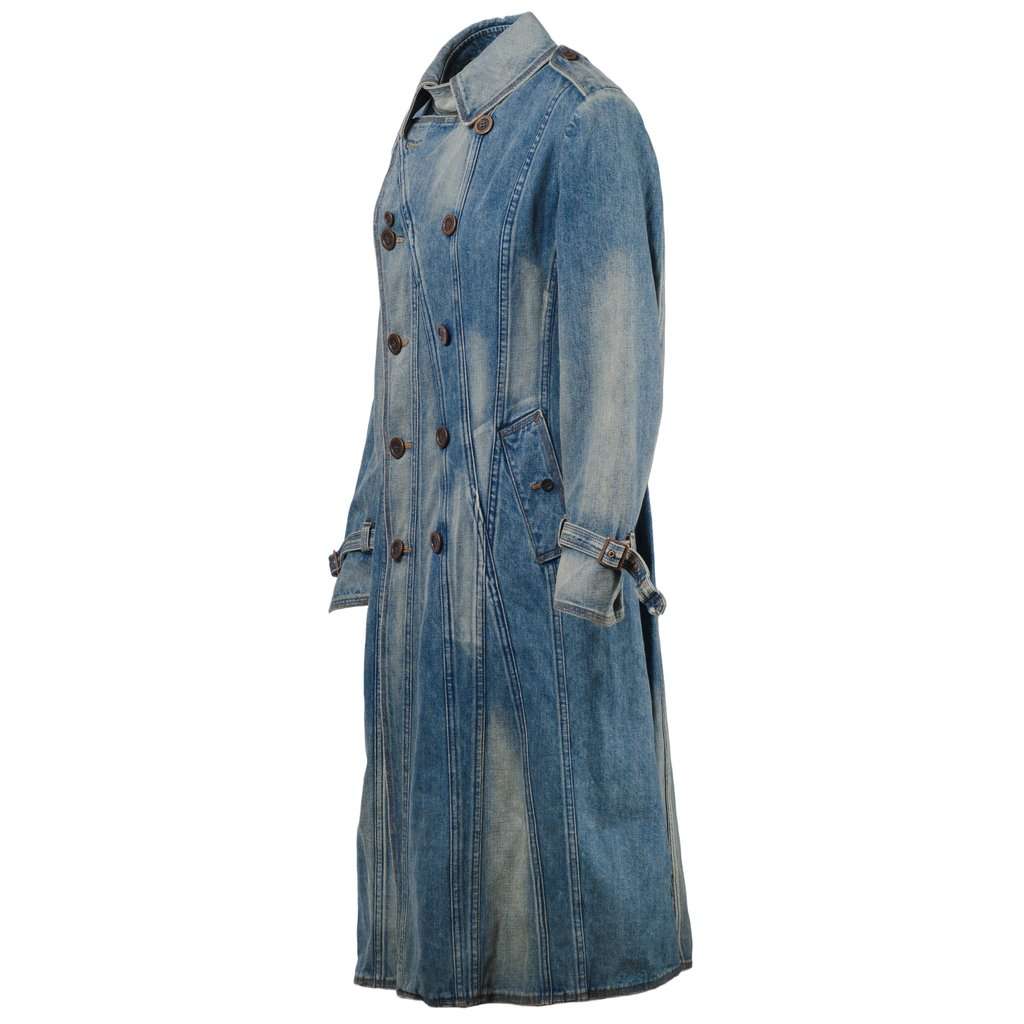Junya Watanabe Comme des Garçons Junya Watanabe Comme des Garçons Blue Stone Washed Denim Trench Coat - '00s MultiColor Denim Good - Back View